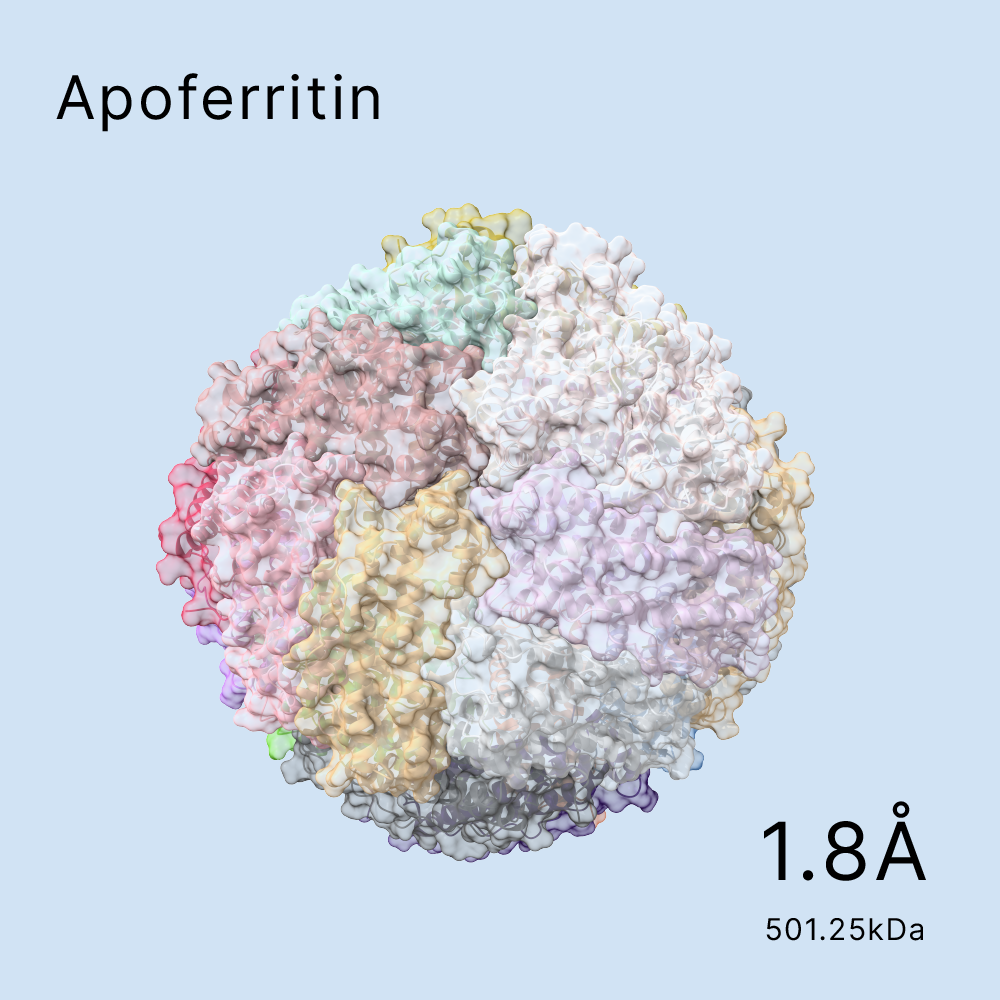 Apoferritin, a key iron-storage protein, with a high-detail structure at 1.8Å resolution and a weight of 501.25kDa from Shuimu Biosciences