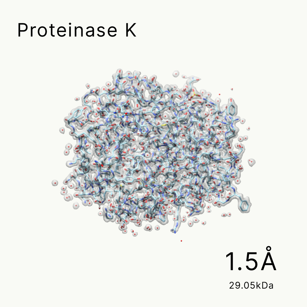 Proteinase K, an enzyme used in molecular biology, detailed at 1.5Å resolution and weighing 29.05kDa from Shuimu Biosciences.