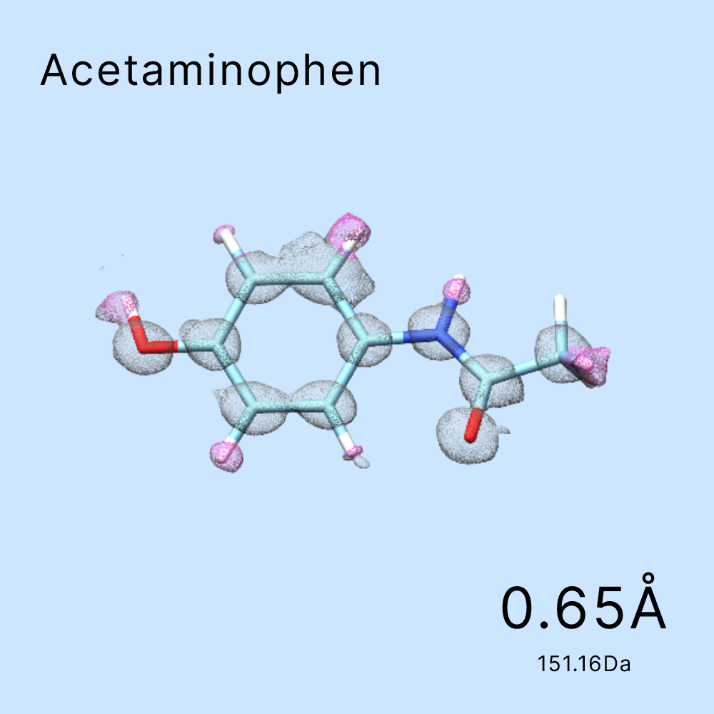 Acetaminophen, a common medication for pain and fever, detailed at 0.65Å resolution and weighing 151.16Da from Shuimu Biosciences